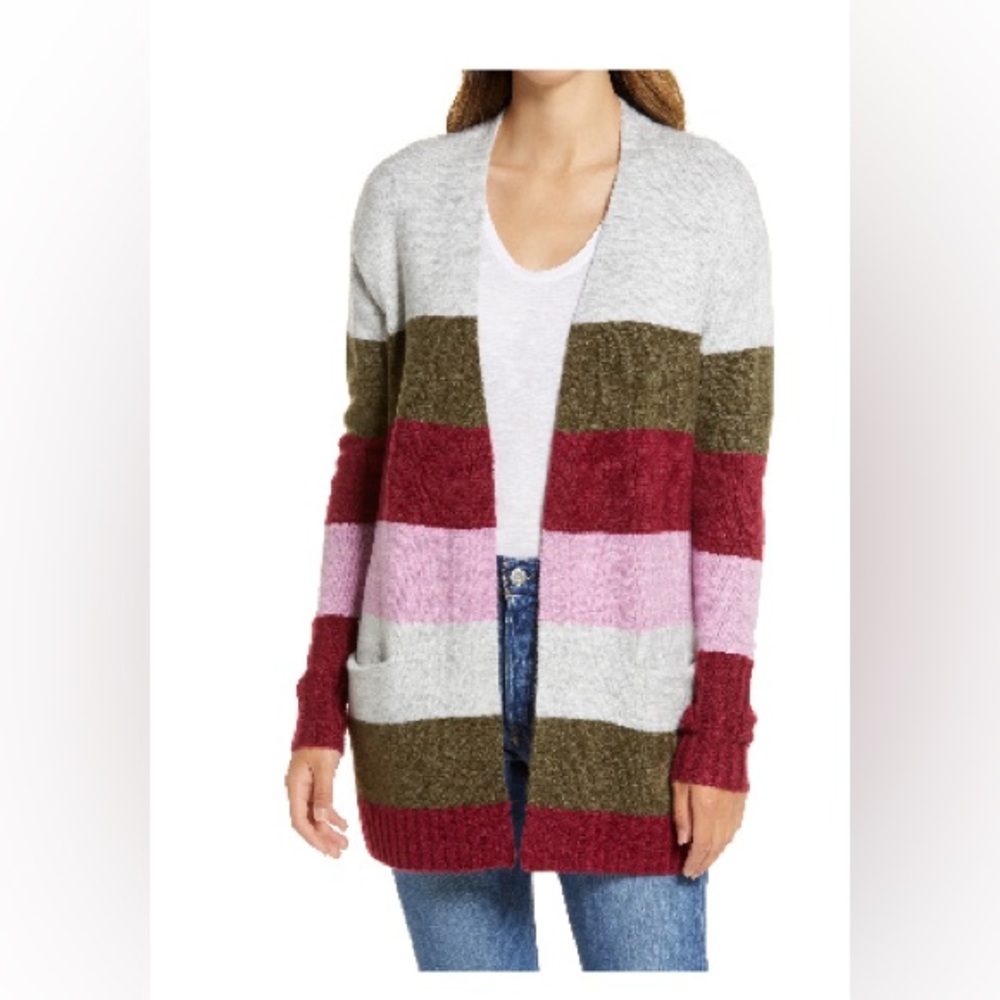 Stripped open front cardigan